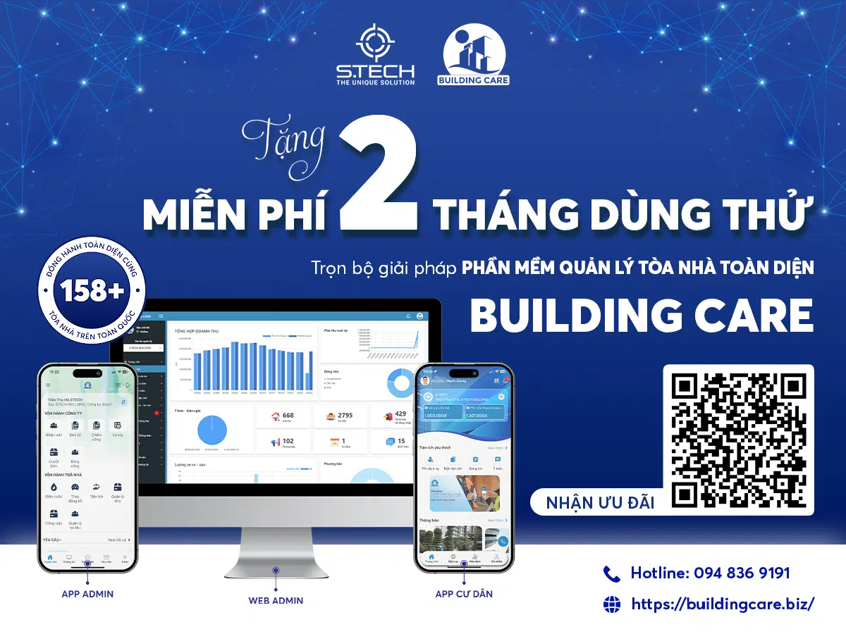 Miễn phí dùng thử phần mềm quản lý tòa nhà Building Care