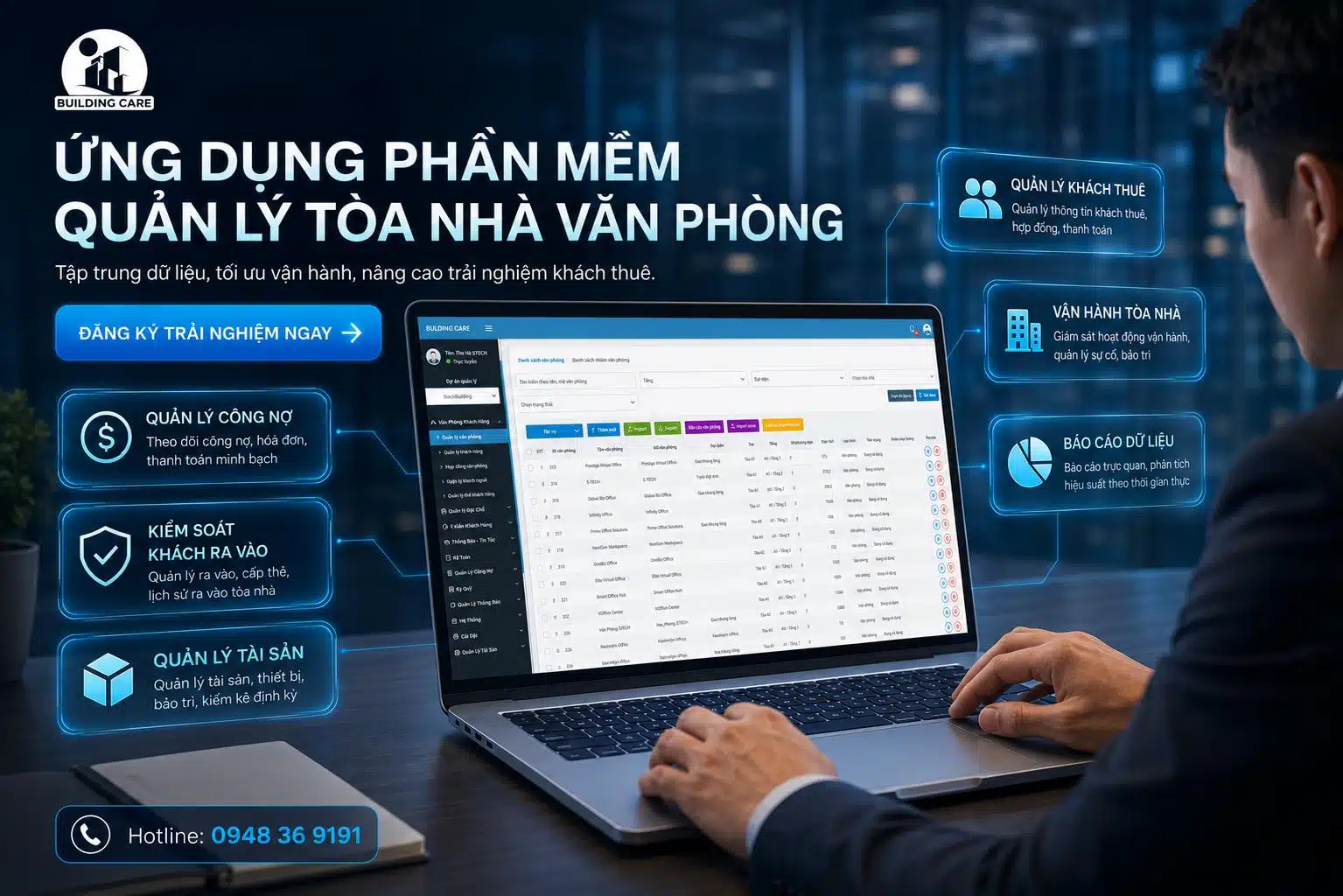 ỨNG DỤNG PHẦN MỀM QUẢN LÝ TÒA NHÀ VĂN PHÒNG BUILDING CARE